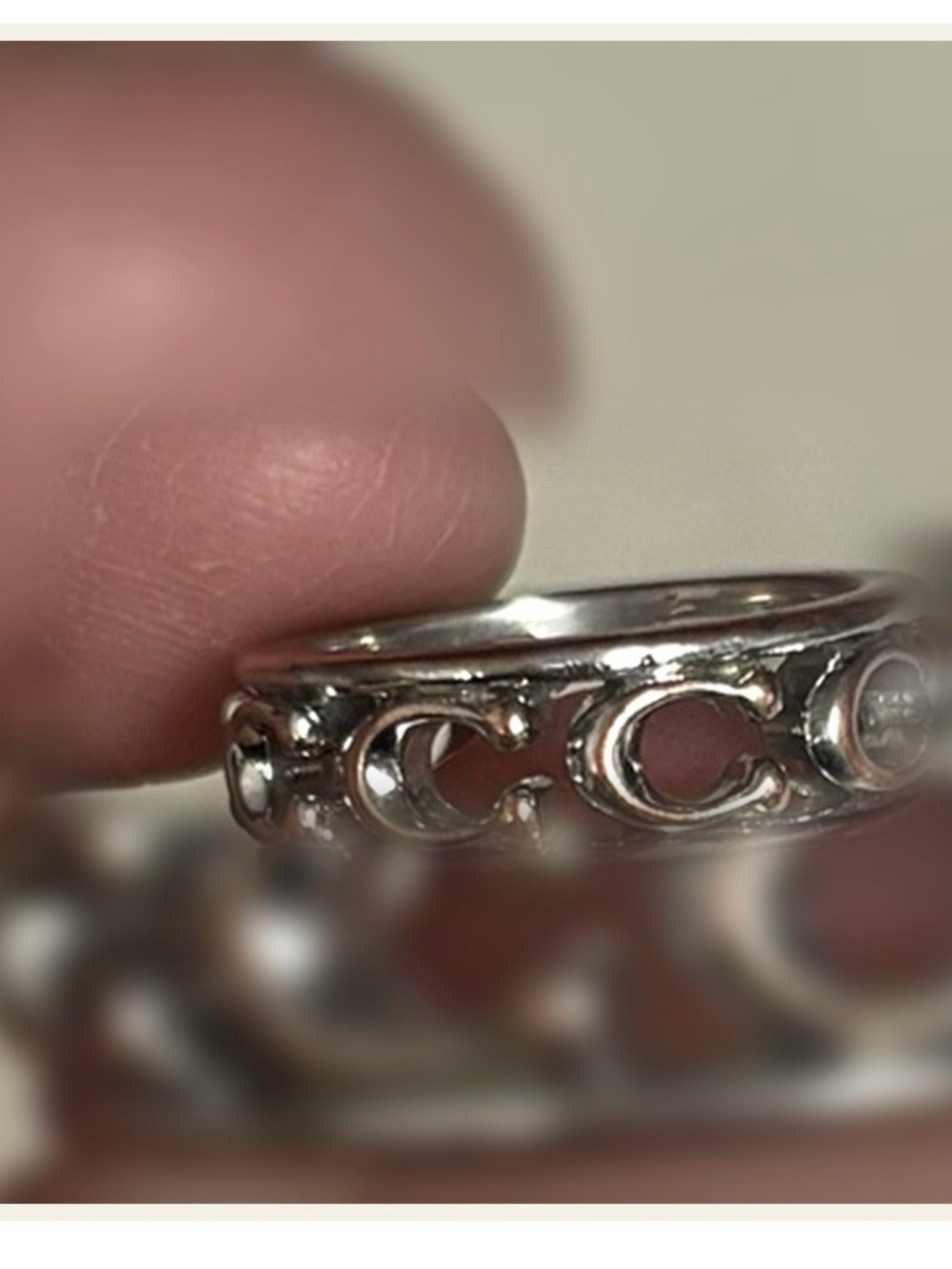 Coach Silver-tone Open 'C' Pattern Band Ring - Silver